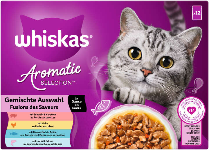 whiskas Katzen-Nassfutter Aromatic Selection Gemischte Auswahl in Sauce Megapack